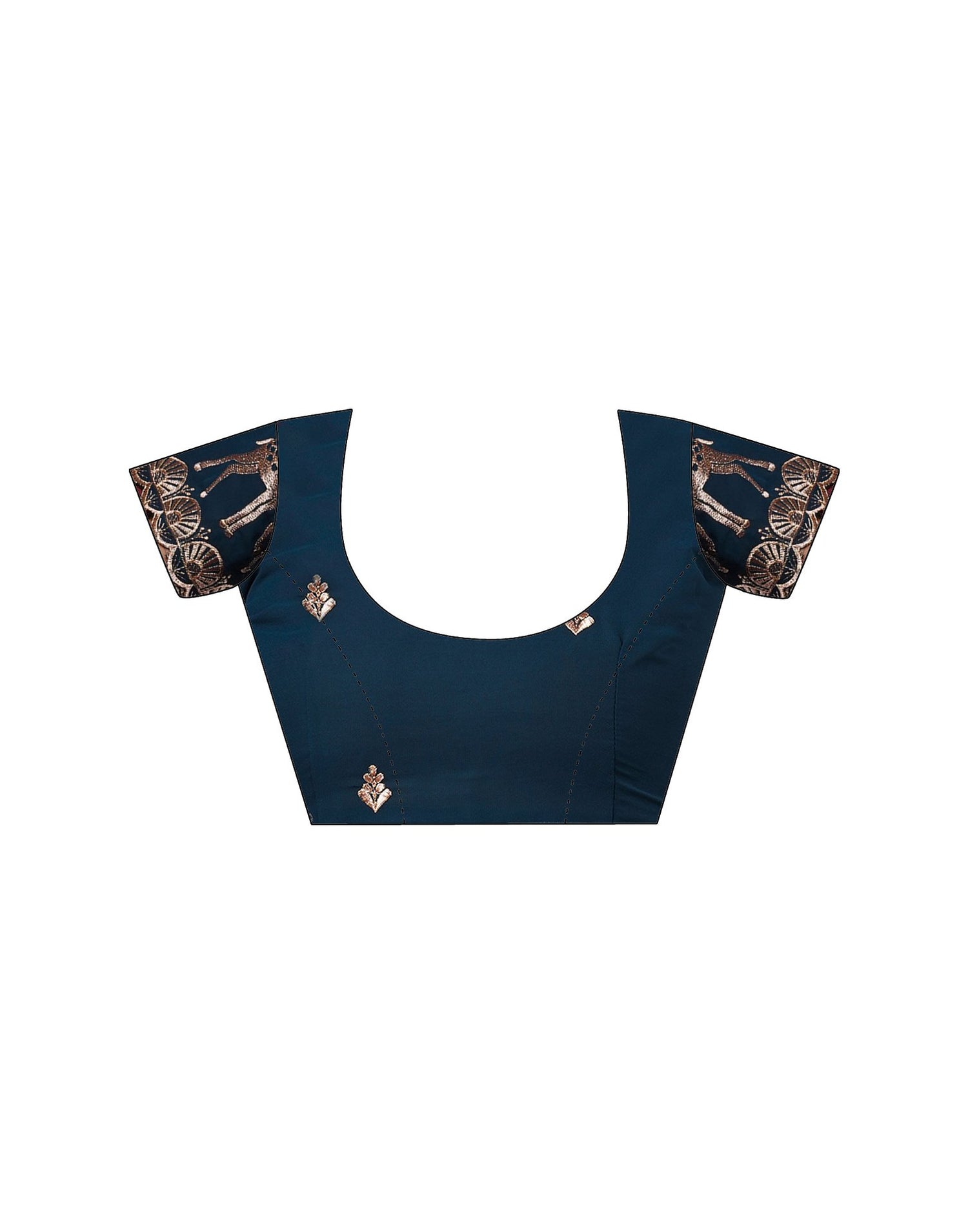 Rama Blue Georgette Dyed Plain Saree