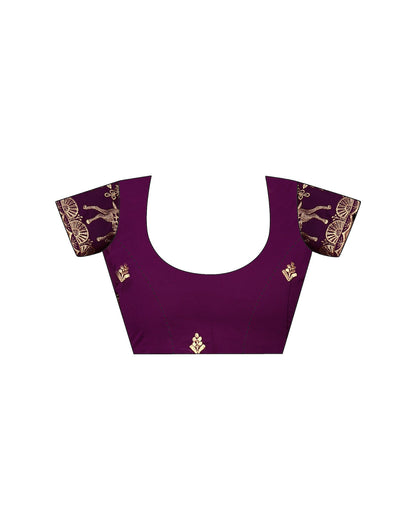 Wine Georgette Dyed Plain Saree