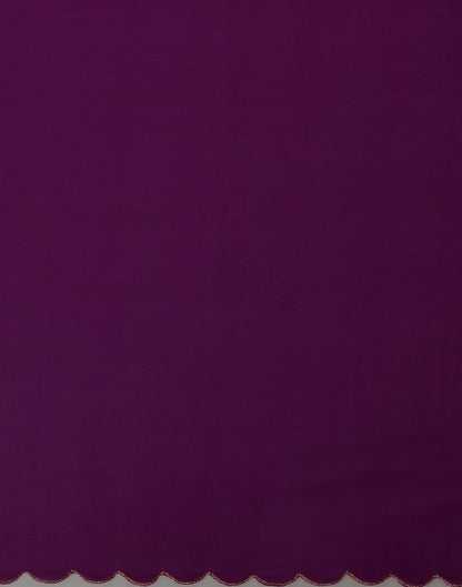 Wine Georgette Dyed Plain Saree