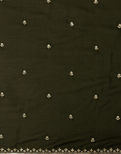 Mehndi Green Shimmer Pearl Work Embroidery Saree