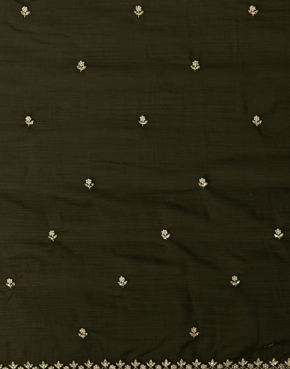 Mehndi Green Shimmer Pearl Work Embroidery Saree