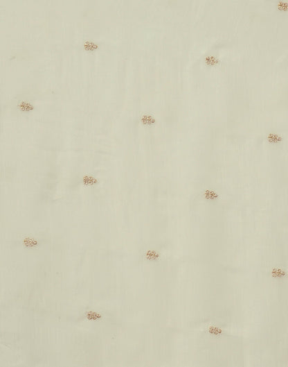 Cream Shimmer Pearl Work Embroidery Saree