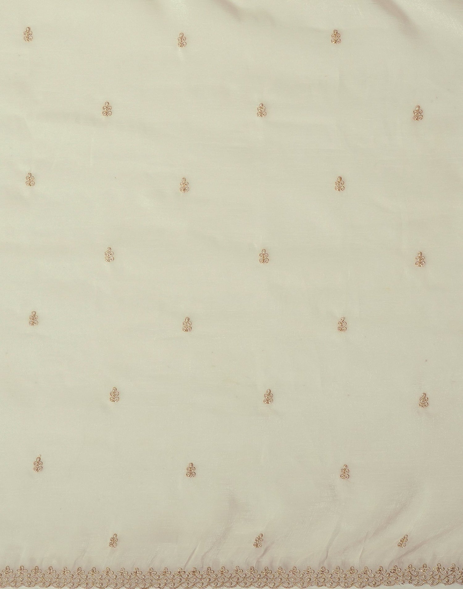 Cream Shimmer Pearl Work Embroidery Saree