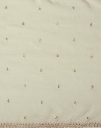 Cream Shimmer Pearl Work Embroidery Saree
