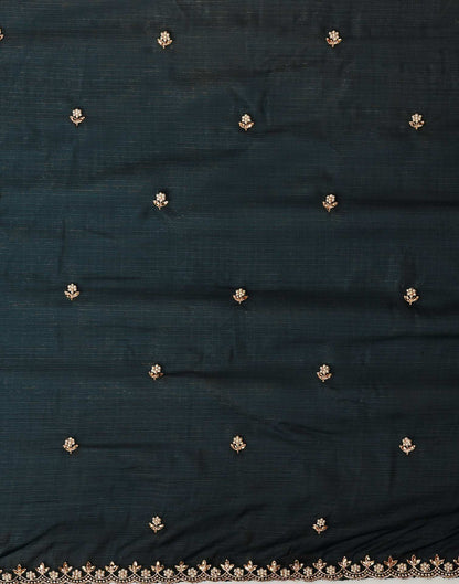 Rama Green Shimmer Pearl Work Embroidery Saree