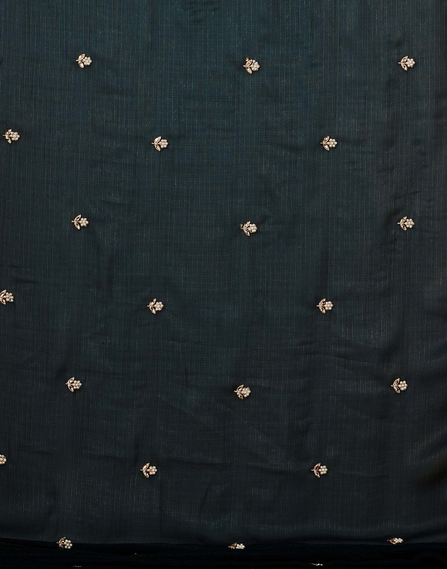 Rama Green Shimmer Pearl Work Embroidery Saree