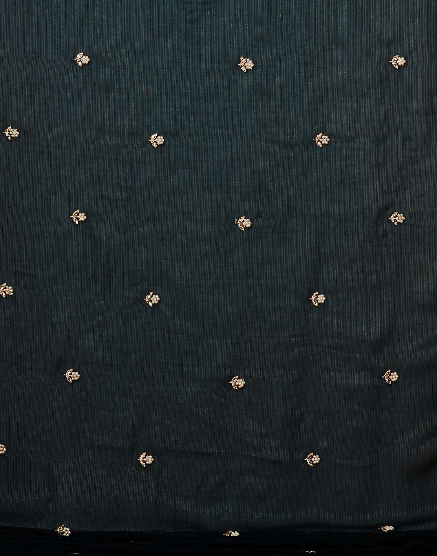 Rama Green Shimmer Pearl Work Embroidery Saree