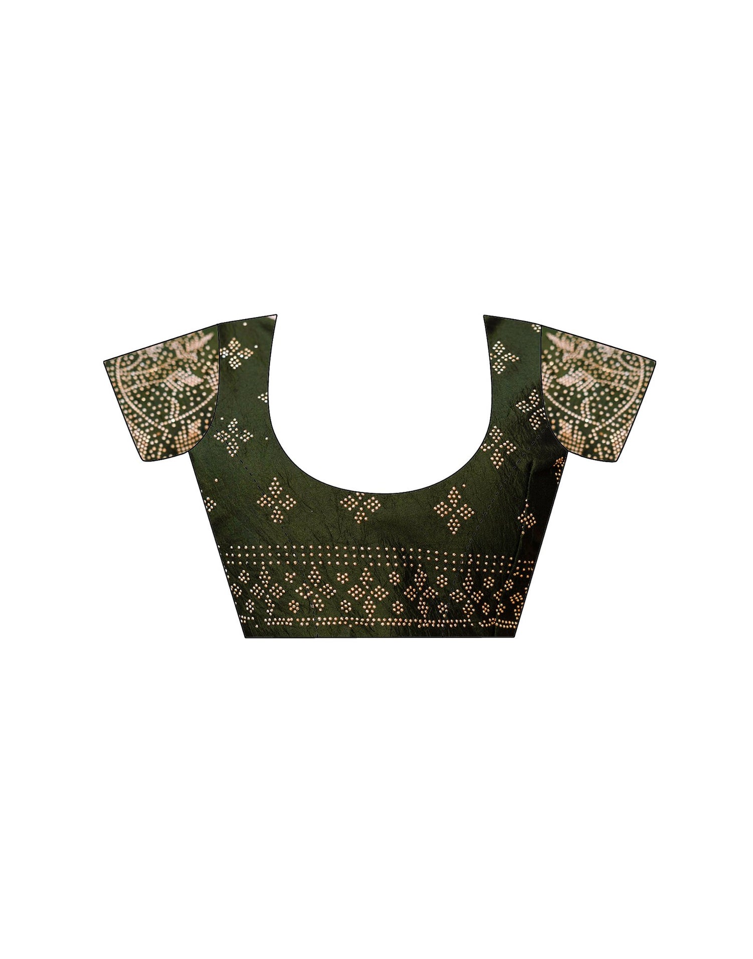 Mehndi Green Tissue Silk Stone Work Swarovski Saree