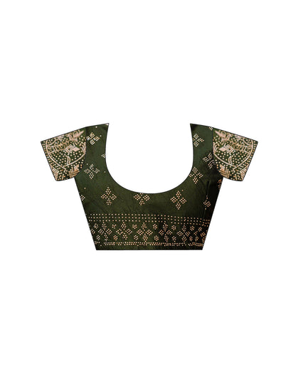 Mehndi Green Tissue Silk Stone Work Swarovski Saree