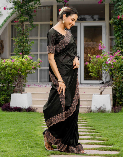 Black Tissue Silk Stone Work Swarovski Saree