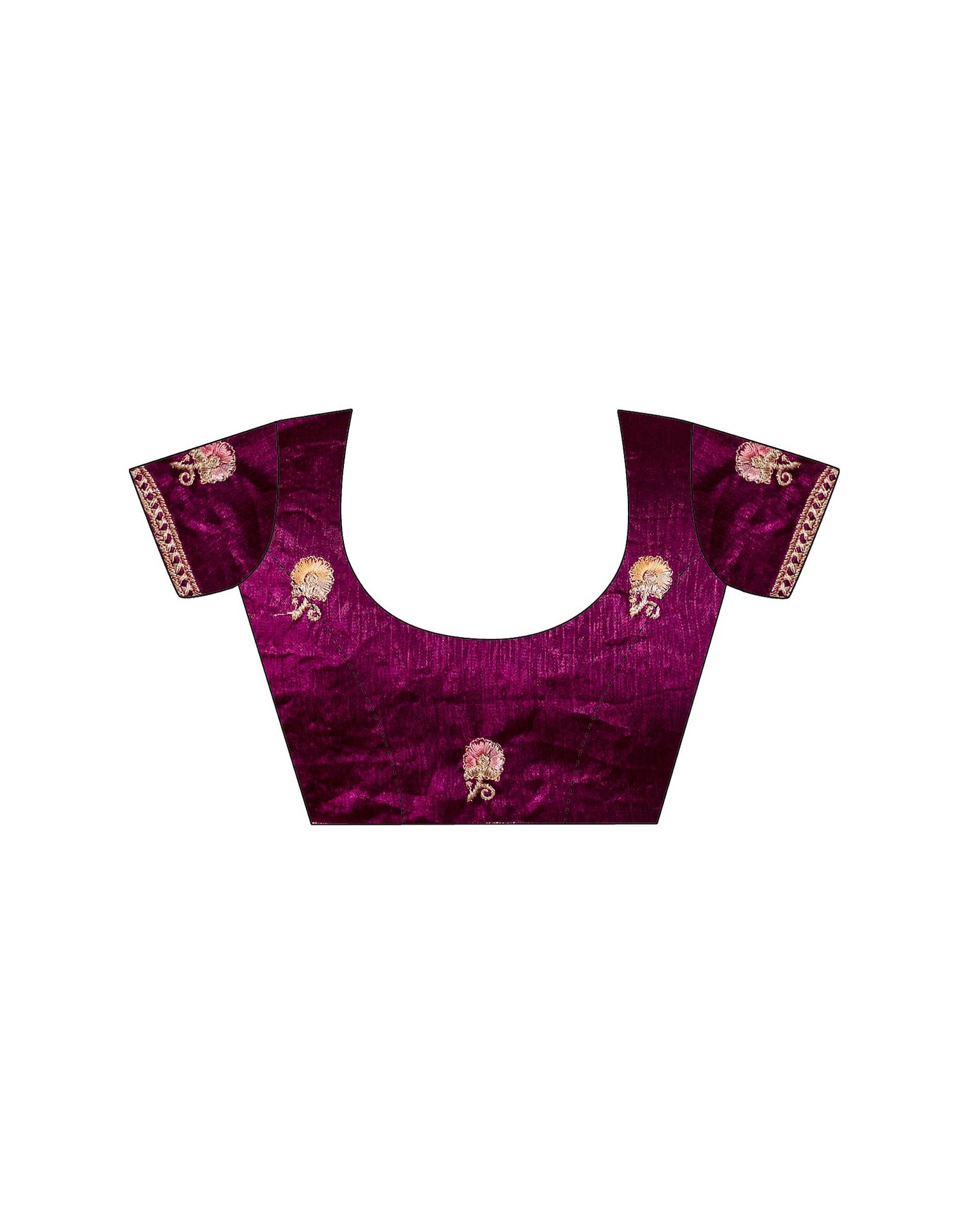 Magenta Shimmer Embroidery Saree