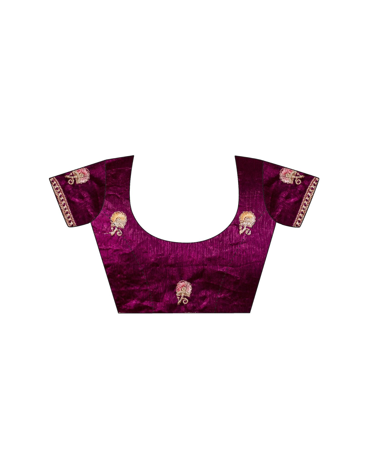 Magenta Shimmer Embroidery Saree