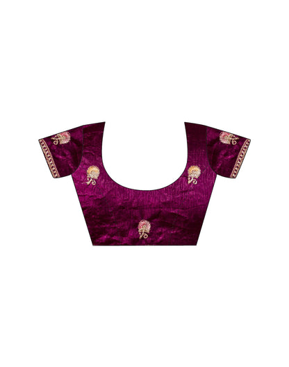 Magenta Shimmer Embroidery Saree