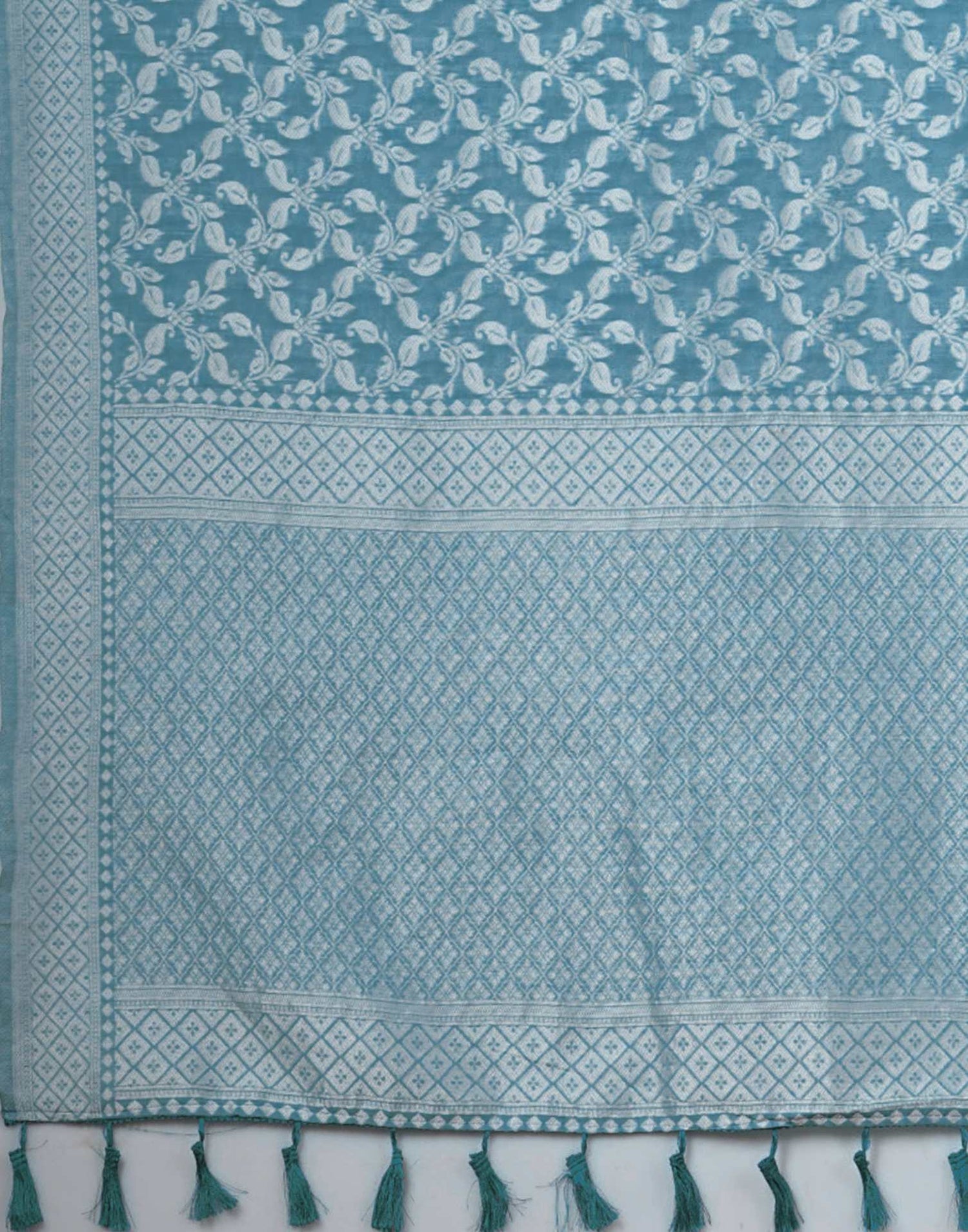 Turquoise Blue Chanderi Woven Saree