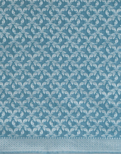 Turquoise Blue Chanderi Woven Saree