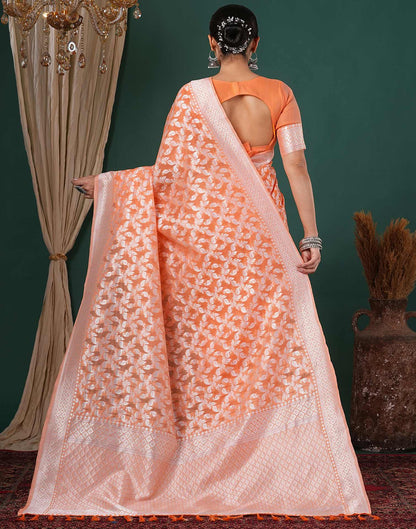 Light Orange Chanderi Woven Saree