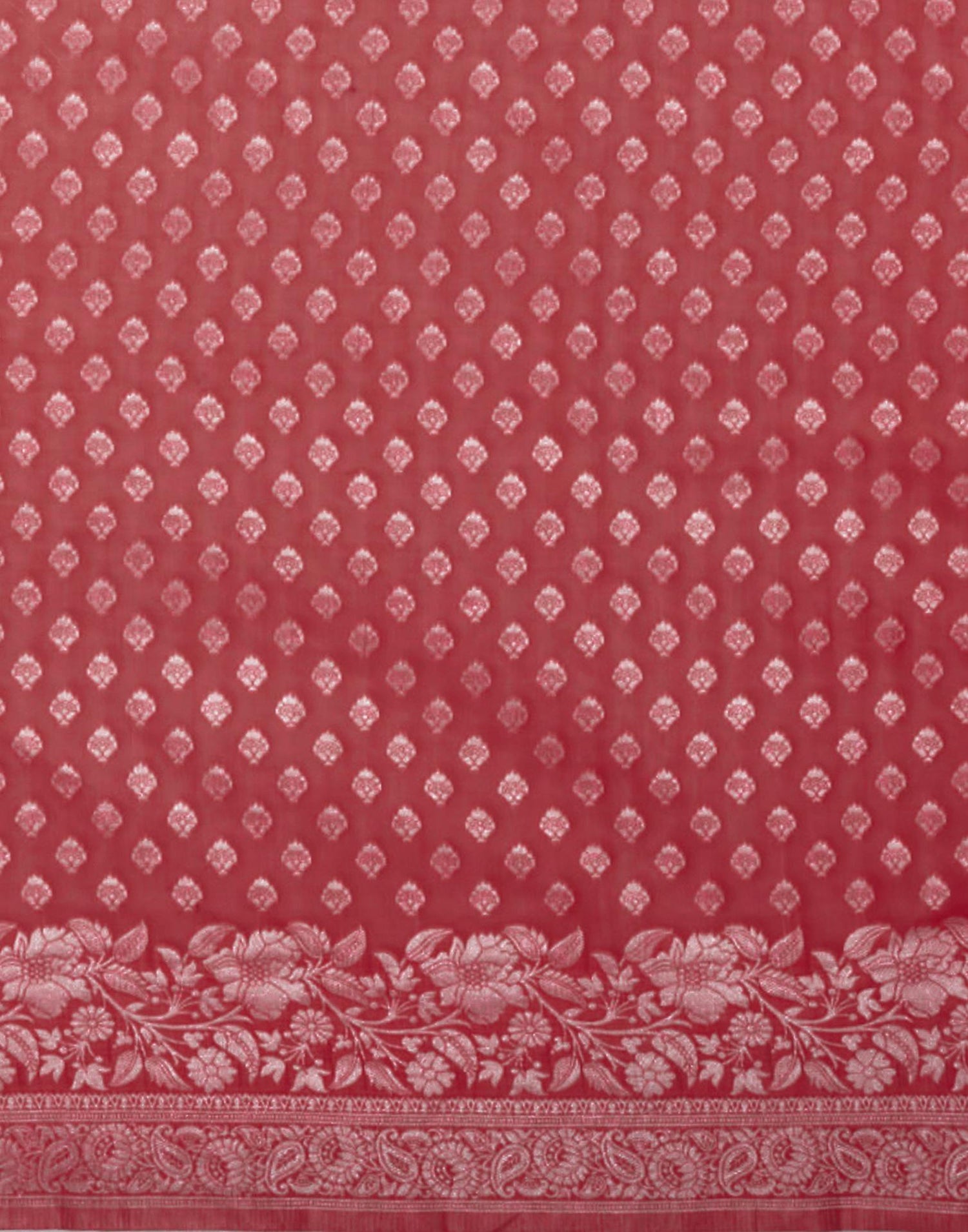 Coral Pink Chanderi Woven Saree