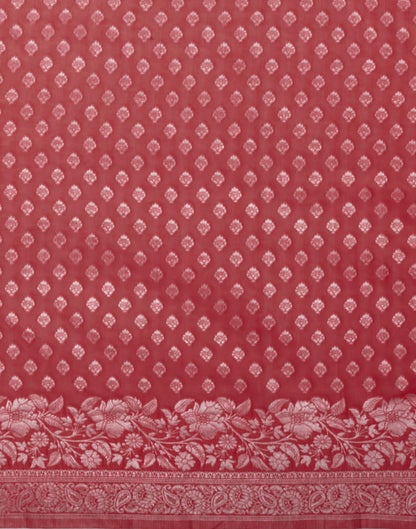 Coral Pink Chanderi Woven Saree