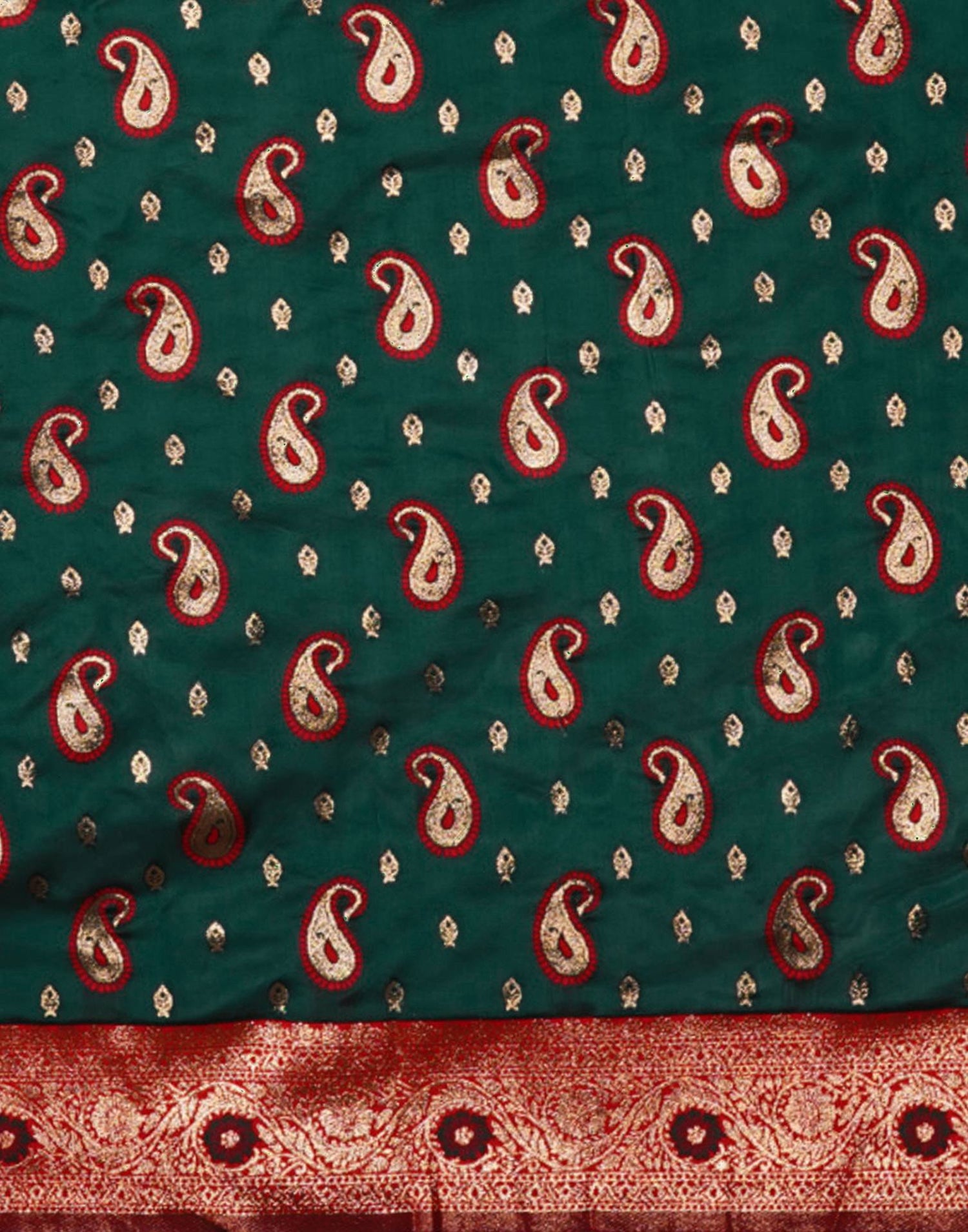 Dark Green Silk Woven Banarasi Saree