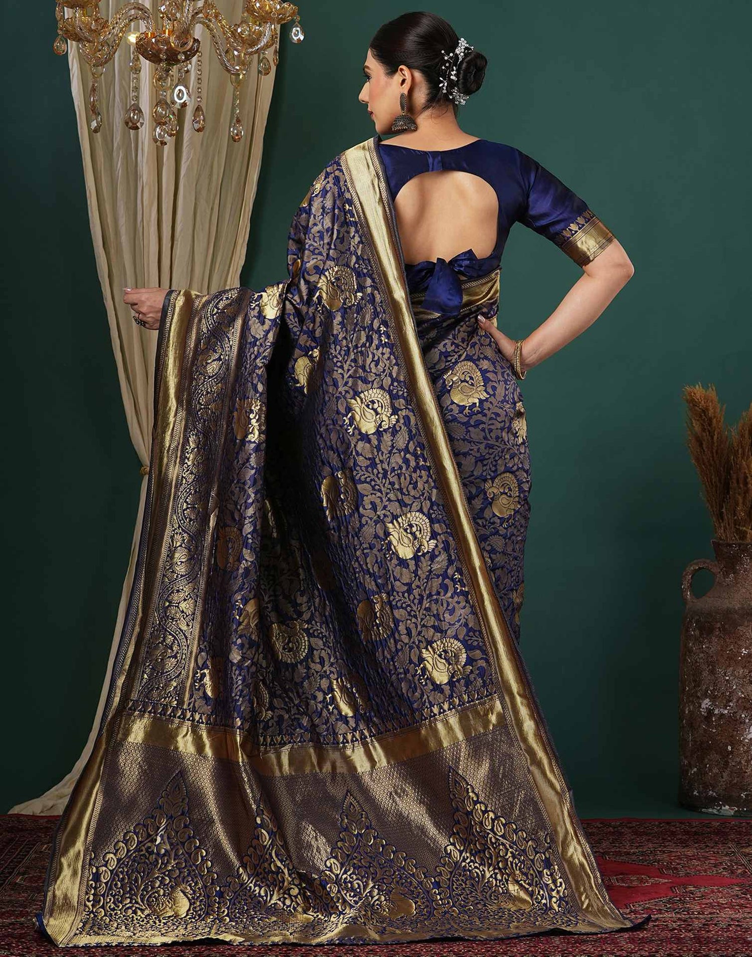 Blue Silk Woven Banarasi Saree