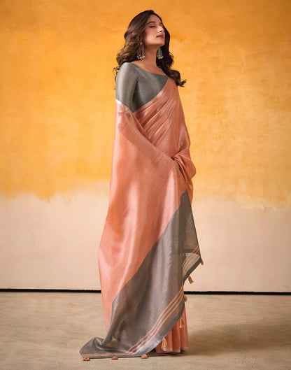 Peach Tissue Silk Woven Saree