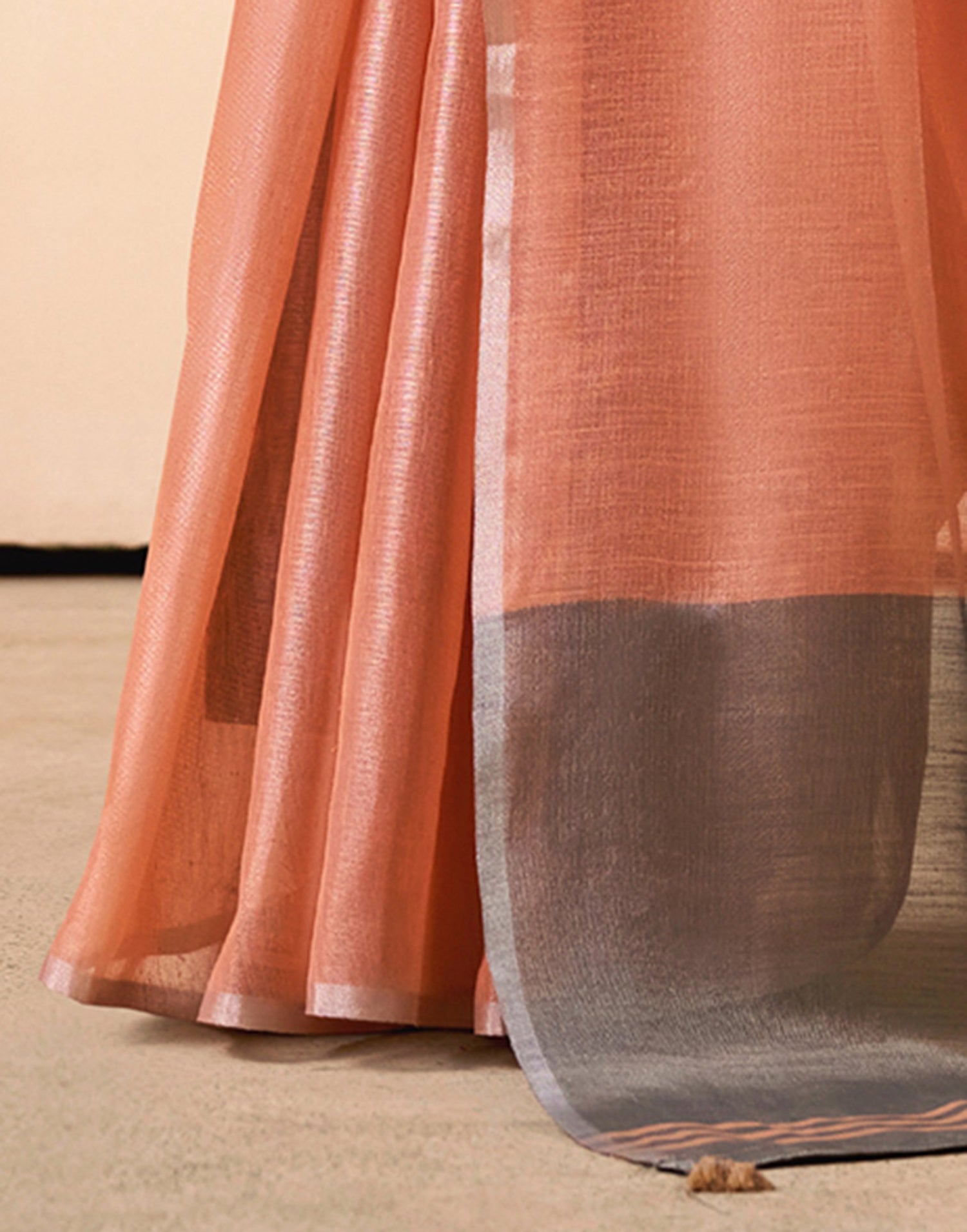 Peach Tissue Silk Woven Saree