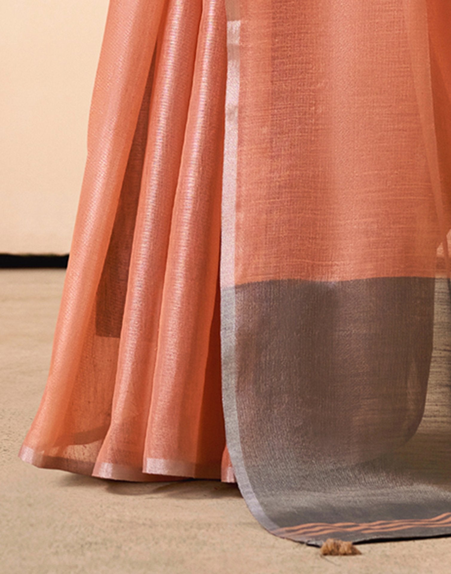 Peach Tissue Silk Woven Saree