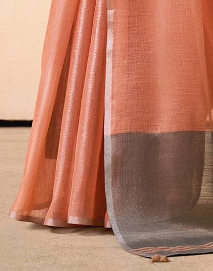 Peach Tissue Silk Woven Saree
