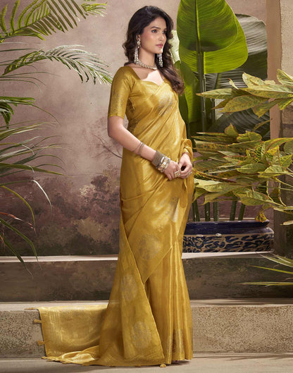 Mustard Yellow Tissue Silk Woven Saree