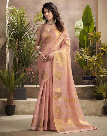 Rose Pink Tissue Silk Woven Saree