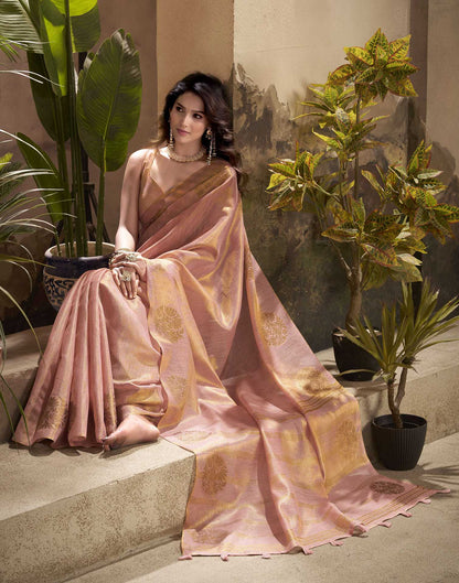 Rose Pink Tissue Silk Woven Saree