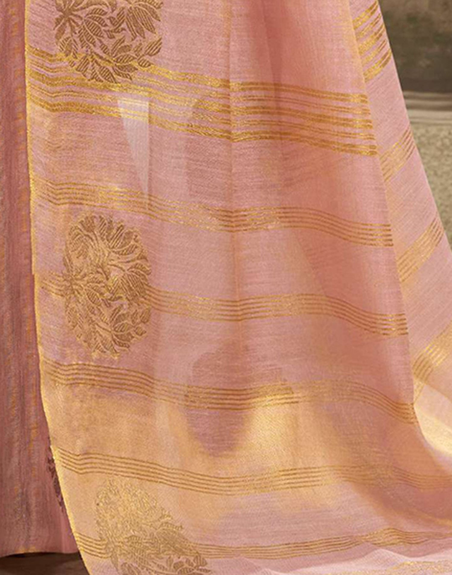 Rose Pink Tissue Silk Woven Saree