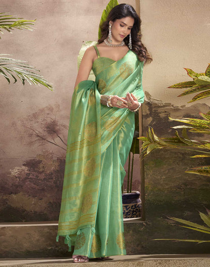 Sea Green Tissue Silk Woven Saree