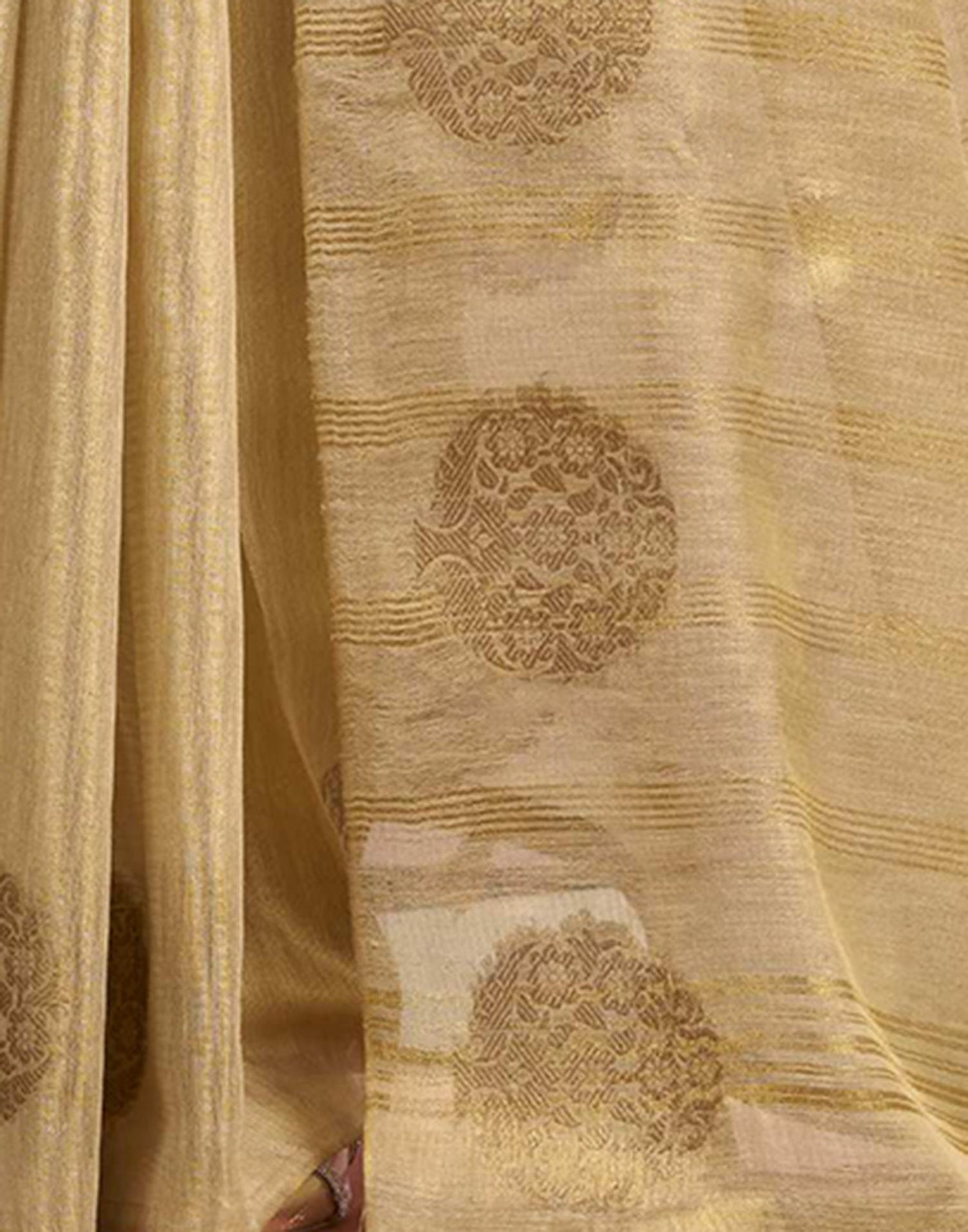 Beige Tissue Silk Woven Saree