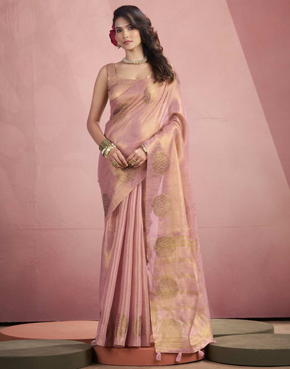 Rose Pink Tissue Silk Woven Saree