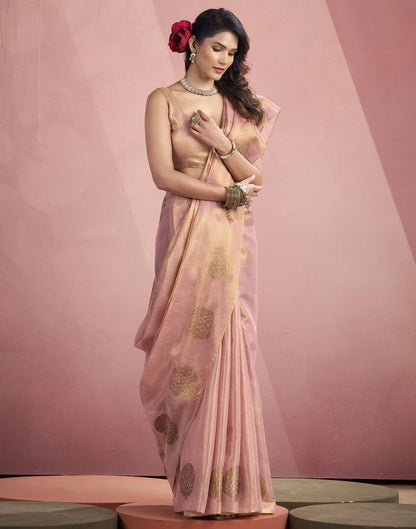 Rose Pink Tissue Silk Woven Saree