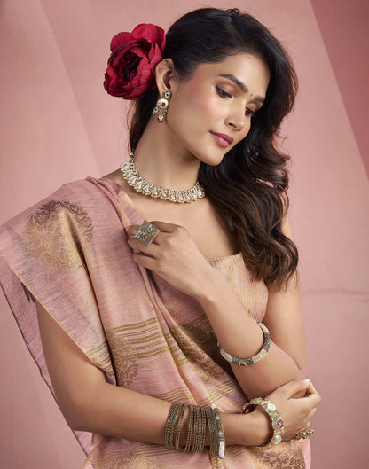 Rose Pink Tissue Silk Woven Saree