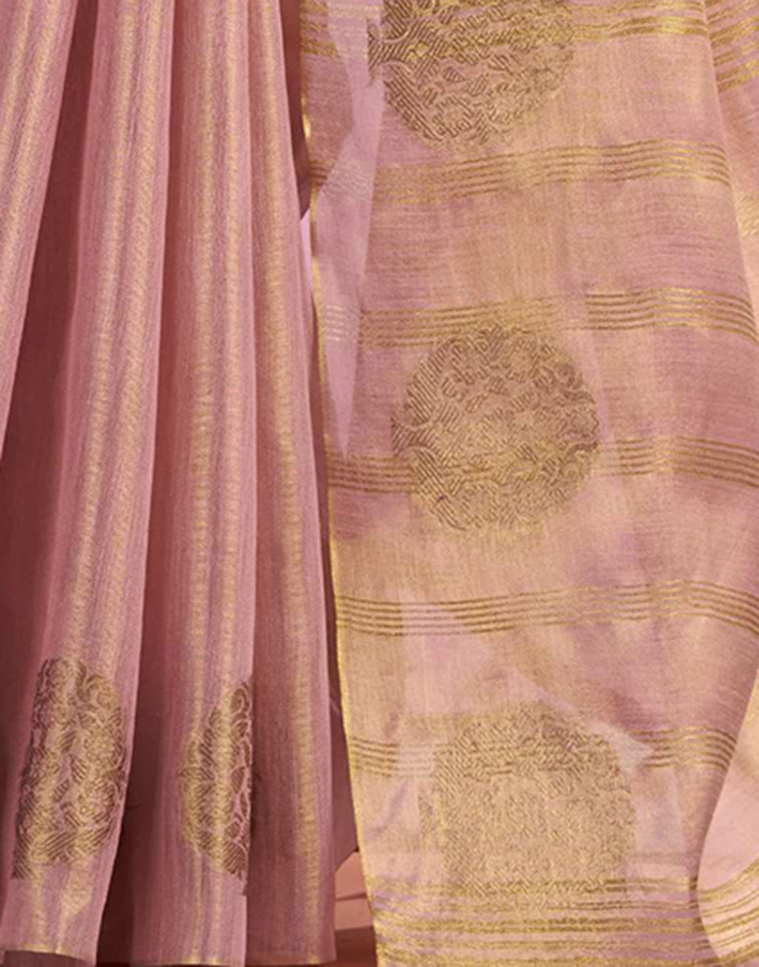 Rose Pink Tissue Silk Woven Saree