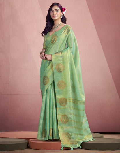 Sea Green Tissue Silk Woven Saree