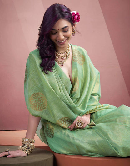 Sea Green Tissue Silk Woven Saree