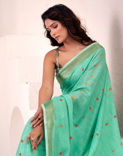 Sea Green Silk Woven Saree