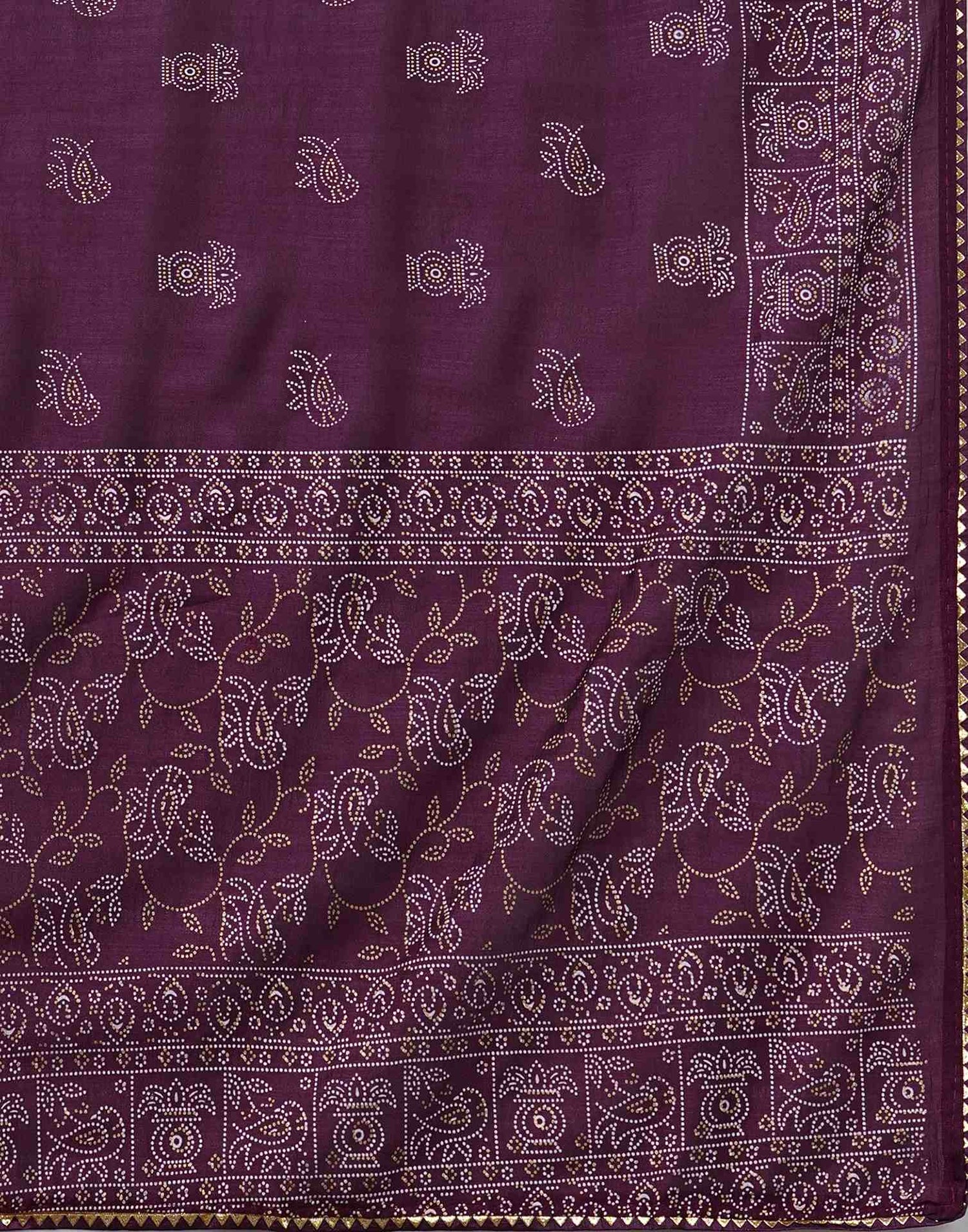 Dark Purple Silk Printed Saree