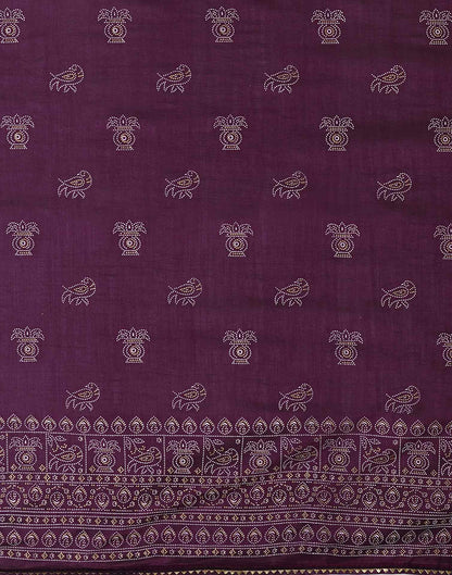 Dark Purple Silk Printed Saree