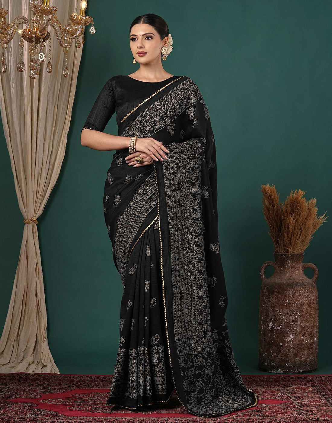 Black Silk Printed Saree
