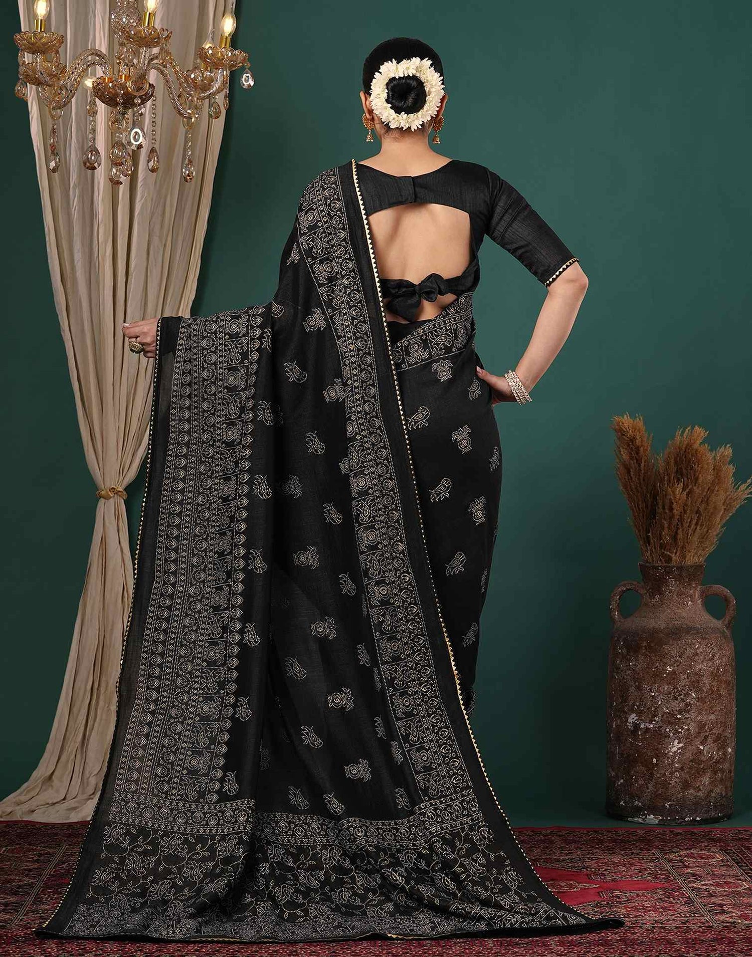 Black Silk Printed Saree
