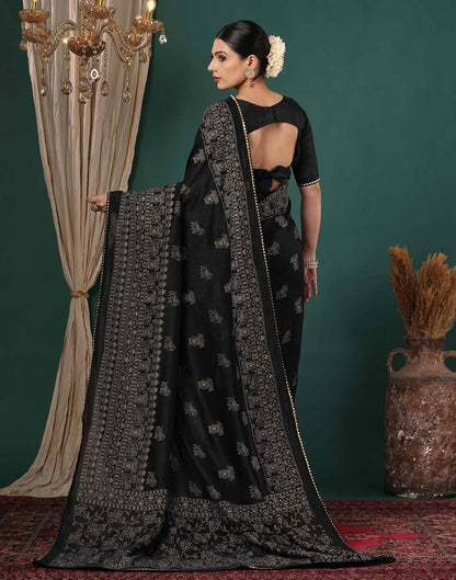 Black Silk Printed Saree
