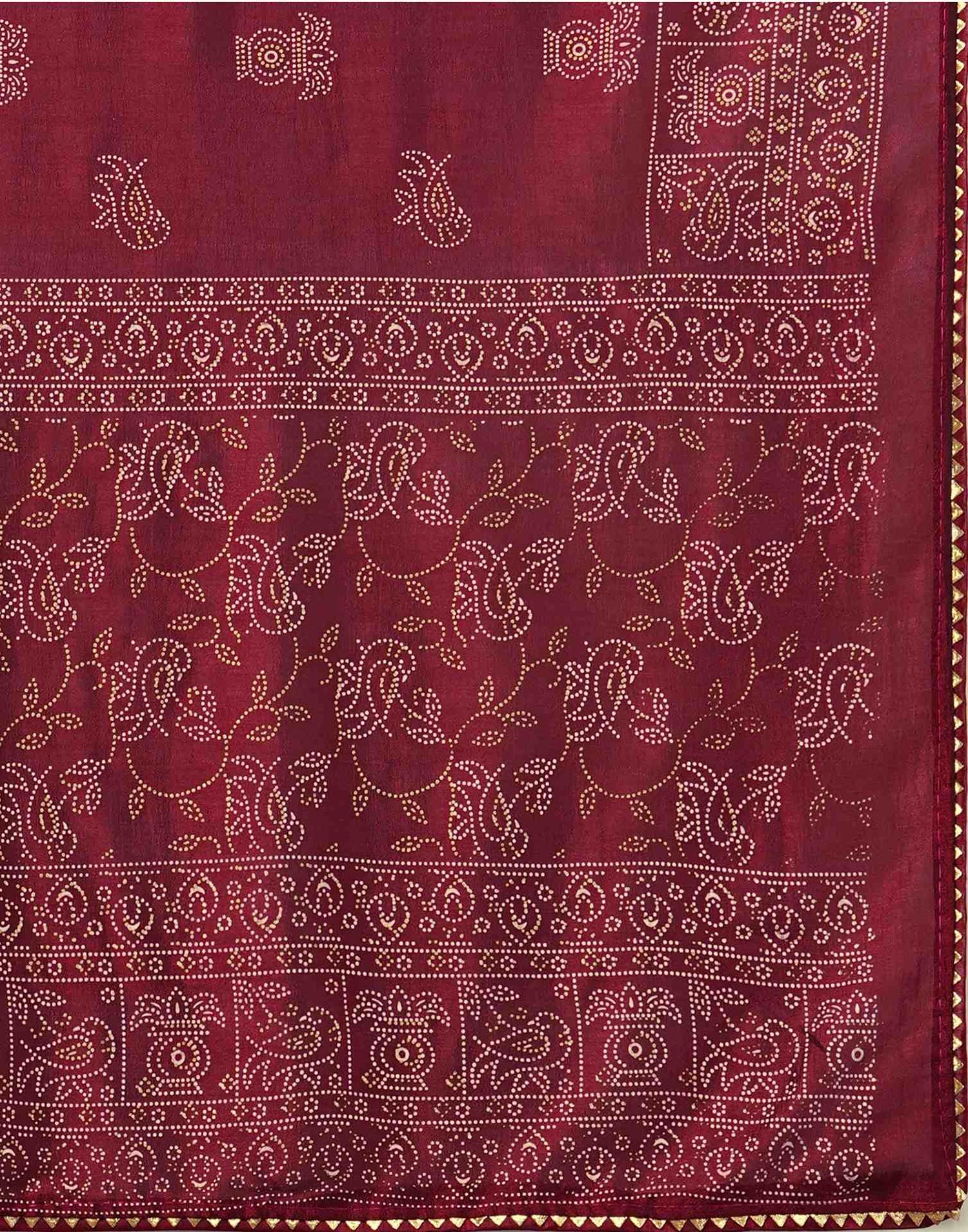 Maroon Silk Printed Saree