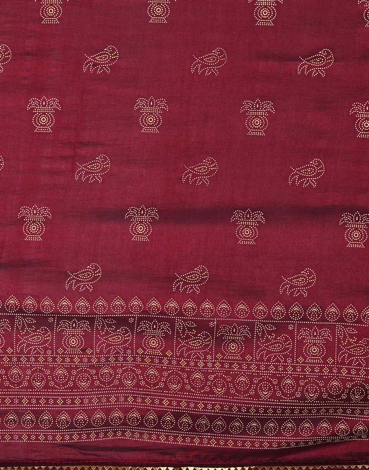 Maroon Silk Printed Saree