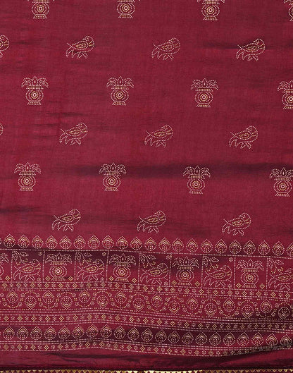 Maroon Silk Printed Saree