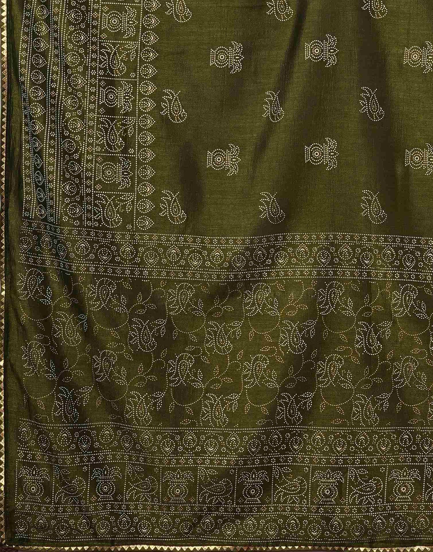 Mehandi Green Silk Printed Saree